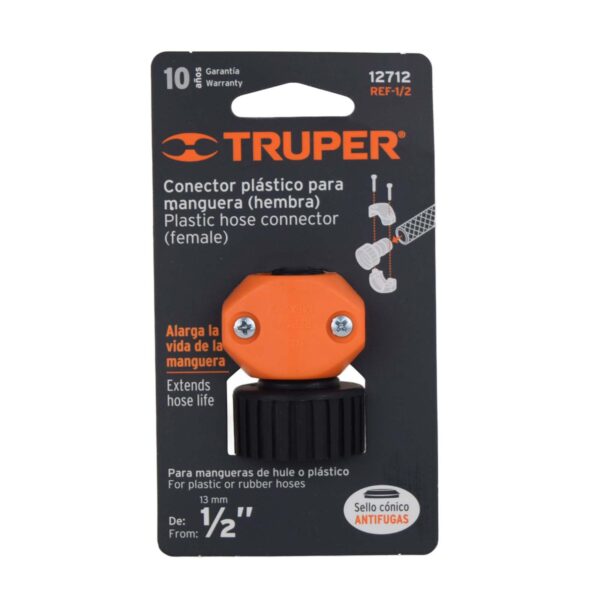 Conector plástico para manguera 1/2" hembra